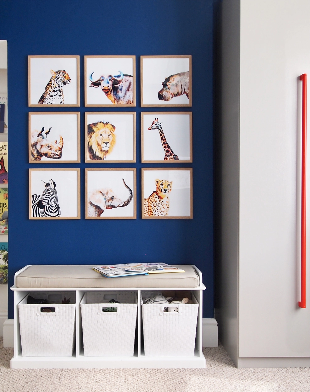 Toddler room with watercolour animal gallery wall - design by First Sense Interiors